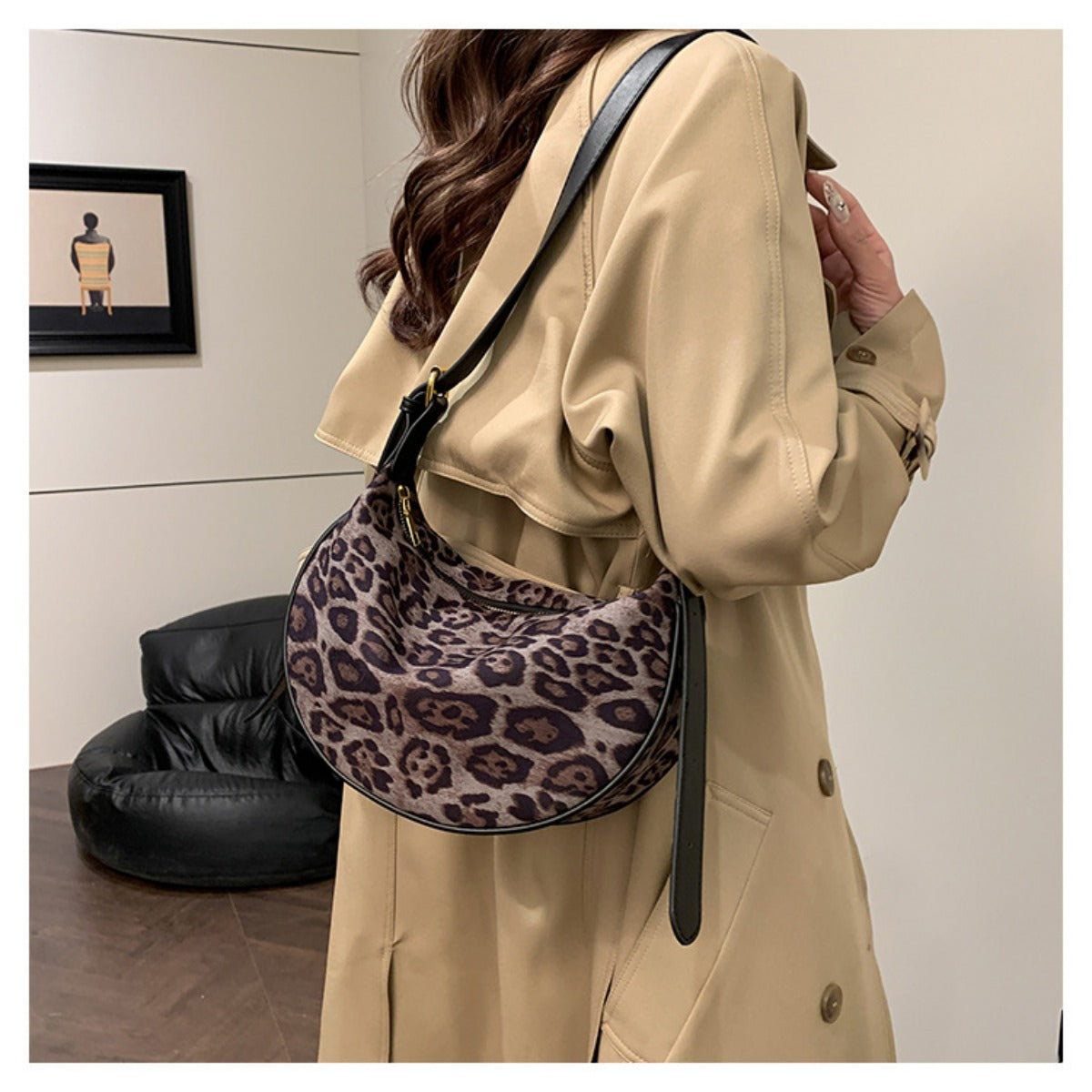 Heidi Mode | Vintage Umhängetasche mit Leopardenmuster