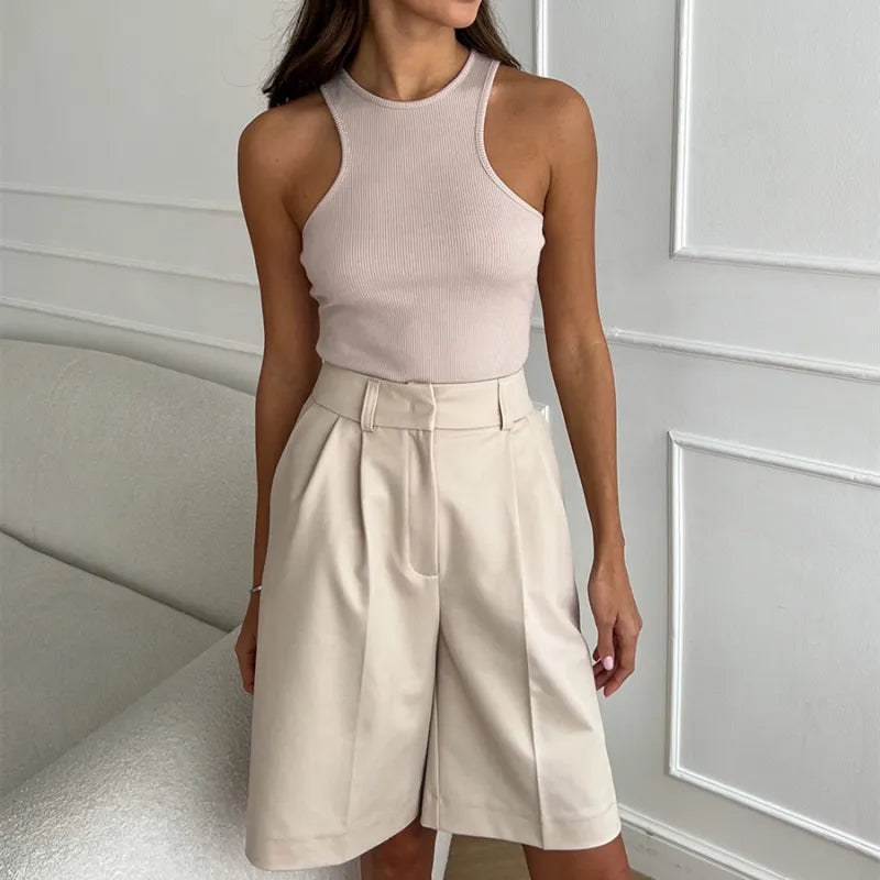 Heidi-Mode | Klassische Knielange Shorts Beige