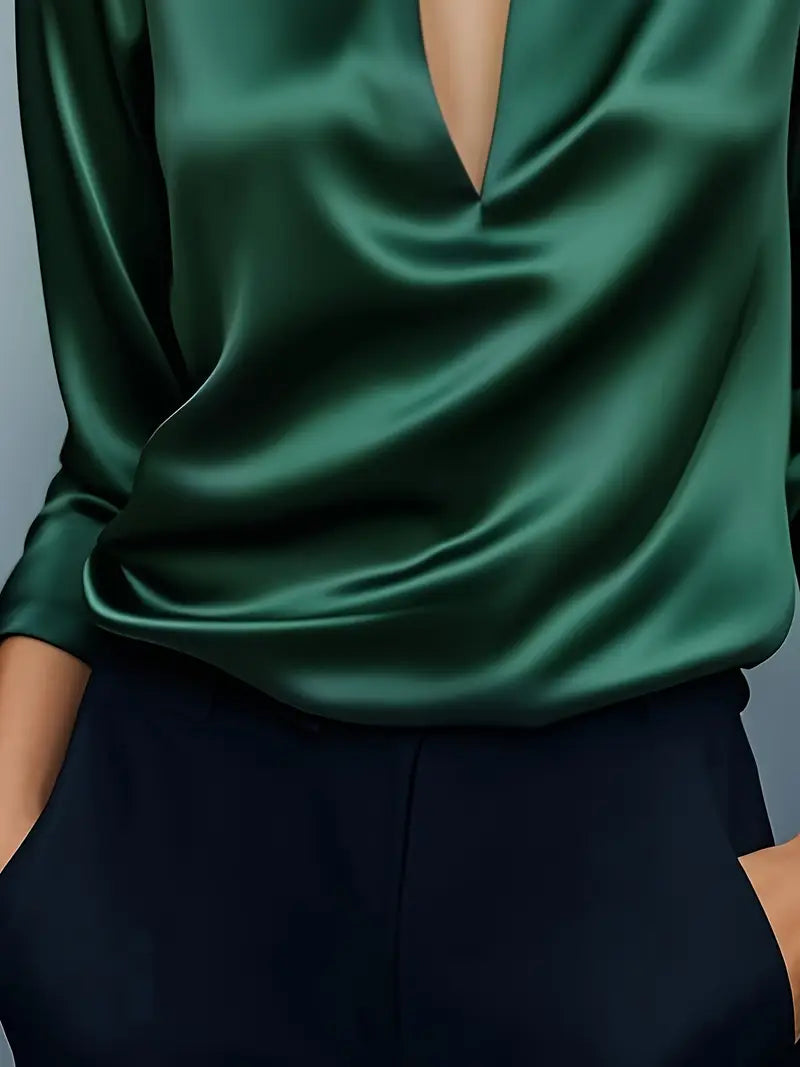 Nadene - Prämie Bluse Mit V-Ausschnitt