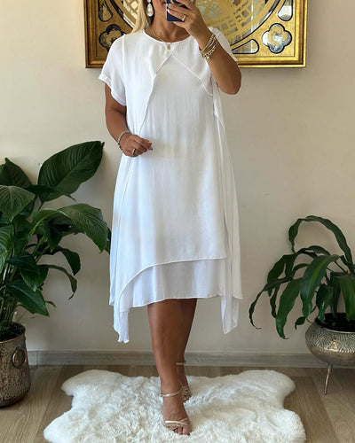 Kleid Fake zweiteilig doppellagig locker kurzärmlig