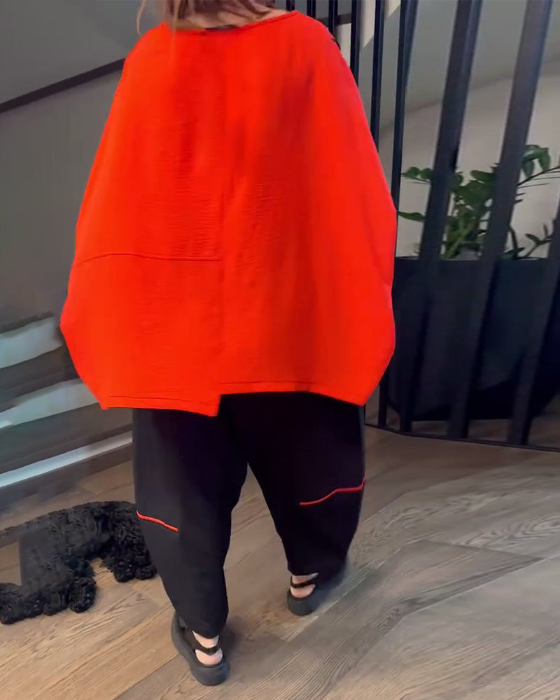 Set Mit Weiten Bloomers Casual Color-Blockin