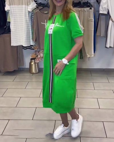 Kleid Kurzarm Bedruckt Gerade