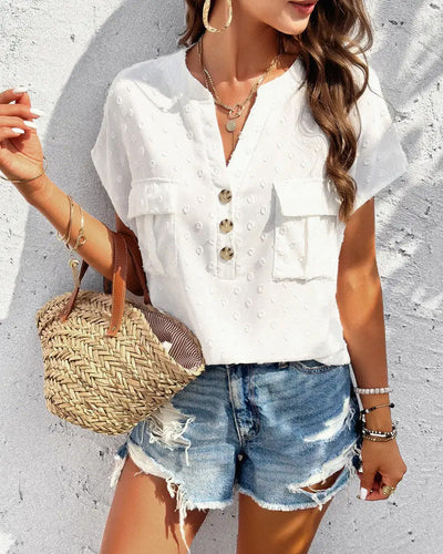 Bluse V-Ausschnitt 3d Blume