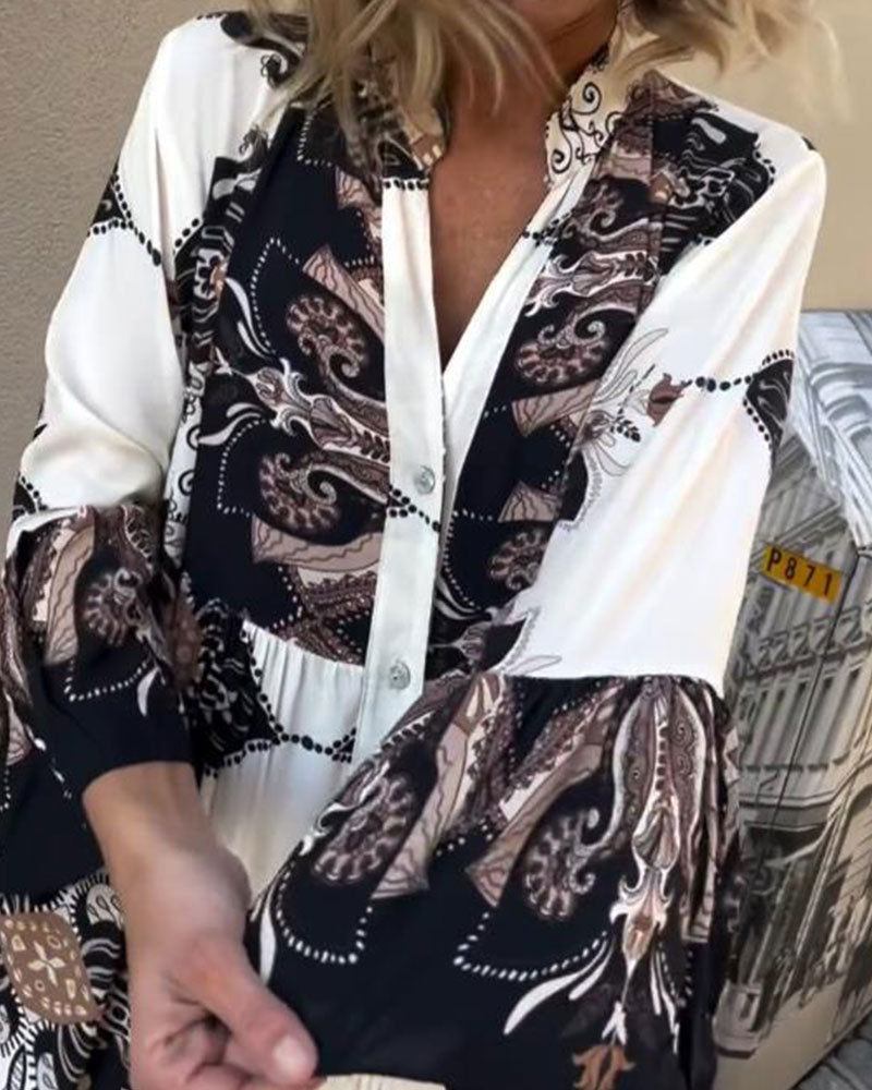 Kleid Trompetenärmel Stehkragen Retro