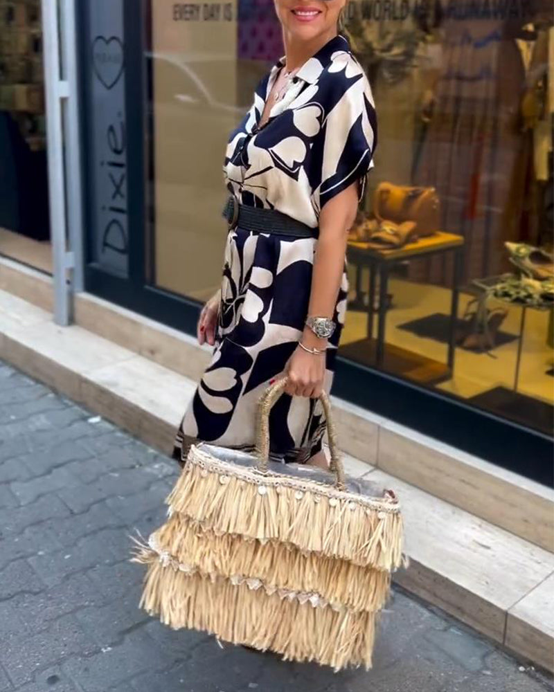 Kleid Temperament Revers Blümchen