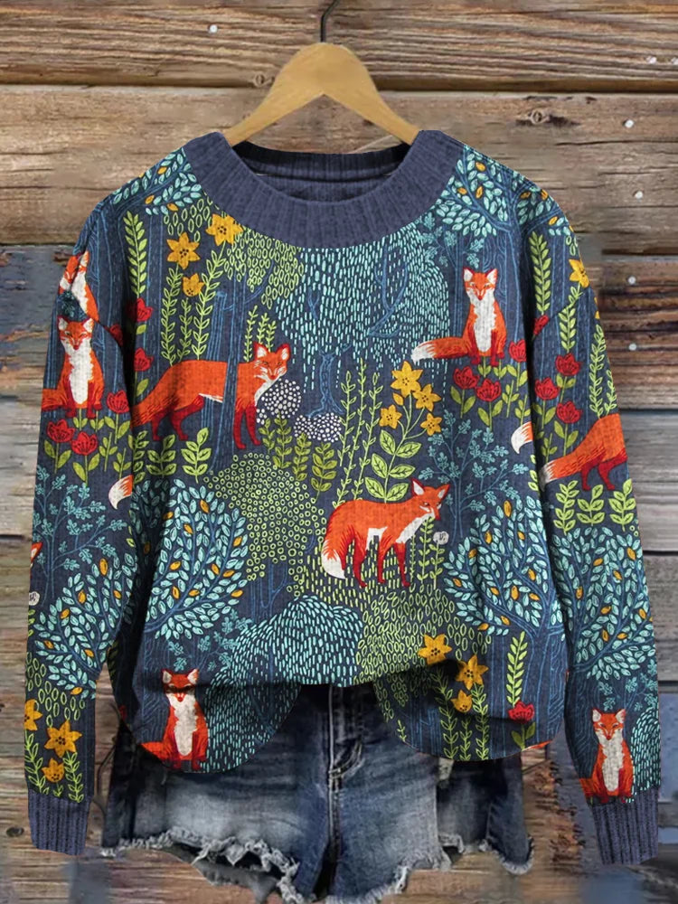 Pullover mit Fuchsdesign für Frauen
