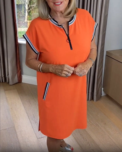 Kleid Halbreißverschluss Kontrastfarbe Sport