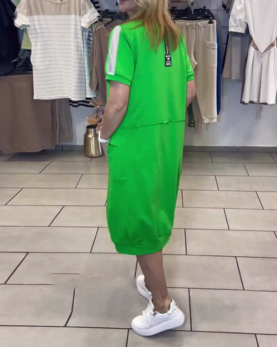 Kleid Kurzarm Bedruckt Gerade