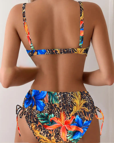 Bikini Bralette Leopardenmuster Blumenmuster