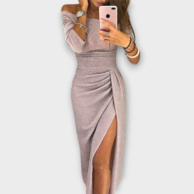 HATICE - KLEID MIDI ENG MIT SEITLICHEM SCHLITZ