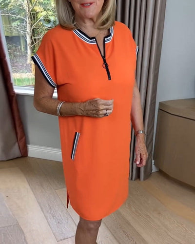 Kleid Halbreißverschluss Kontrastfarbe Sport