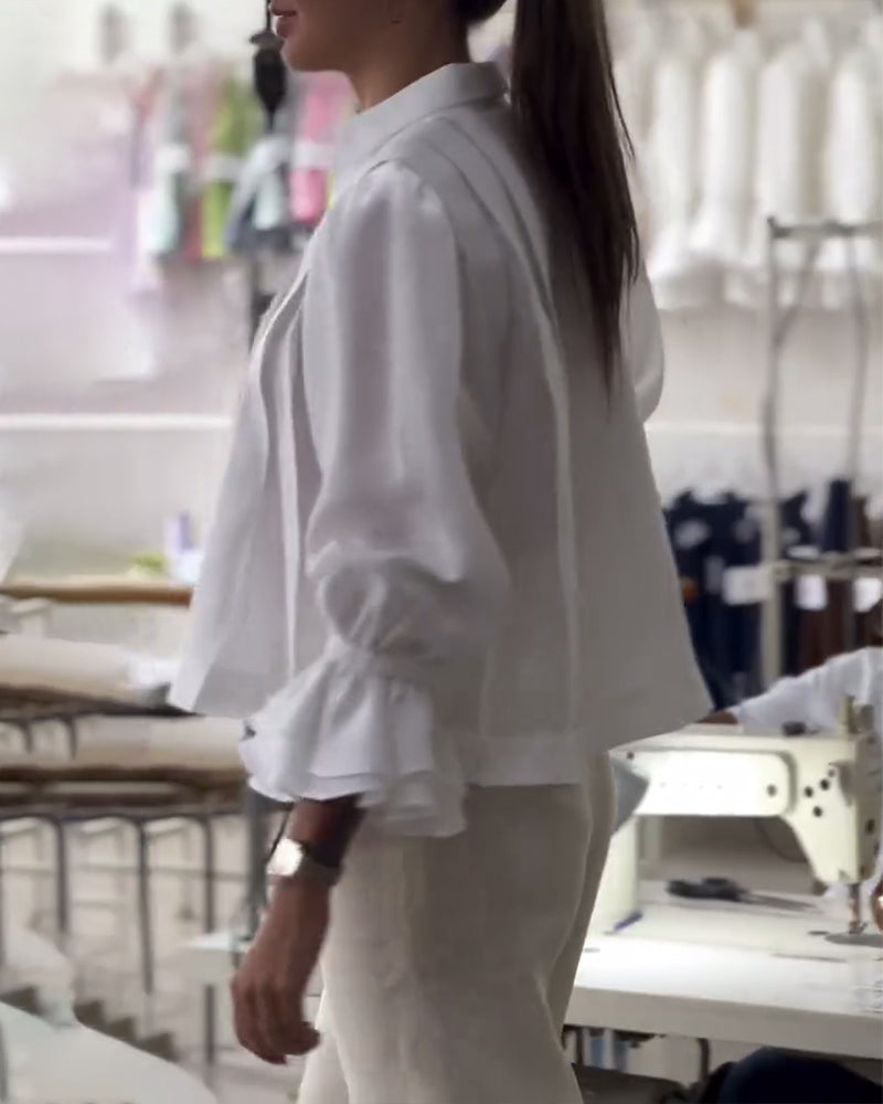 Bluse Puffärmel Rüsche