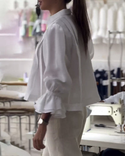 Bluse Puffärmel Rüsche