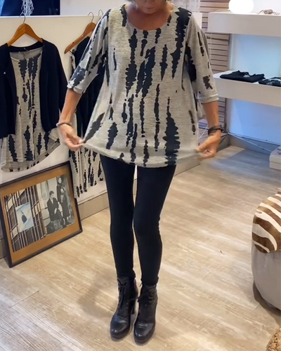 Bluse Dreiviertelarm Locker Bedruckt