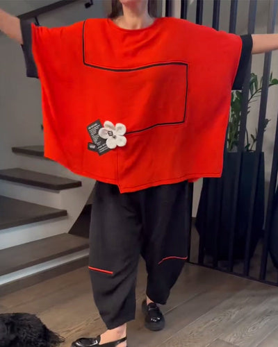 Set Mit Weiten Bloomers Casual Color-Blockin