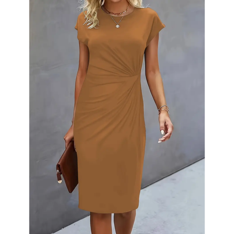Elegantes Midi-Kleid Damen Kurzarm – Business & Anlass