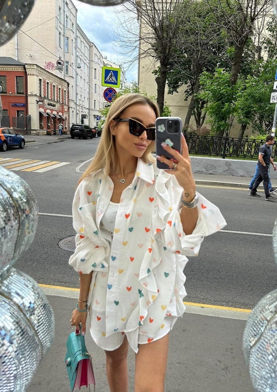 Amira | Herz-Print Zweiteiler-Set – Perfekt für entspannte Sommertage