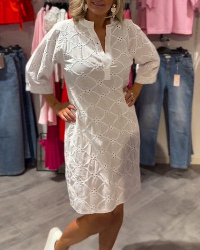 Kleid Langarm Ausgeschnitten Blume Weit