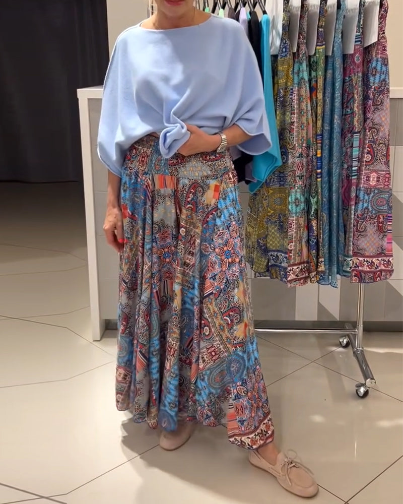 Hose Locker Urlaub Print Weites Bein