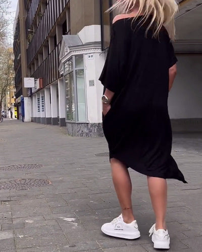 Kleid Unregelmäßig Buchstabendruck Locker