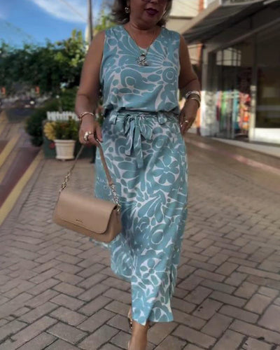 Kleid Ärmellos Gedruckt Bindeweite