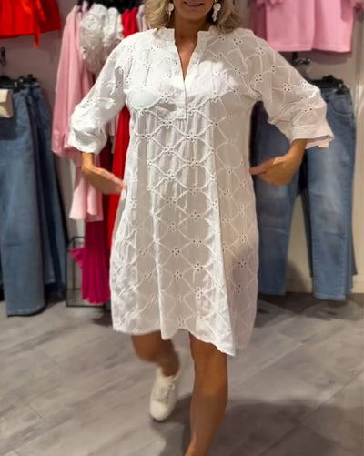 Kleid Langarm Ausgeschnitten Blume Weit