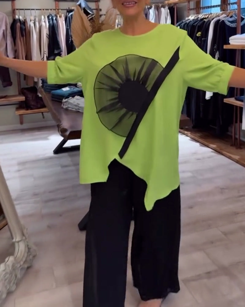 T-Shirt blumenmuster kurzarm lässig