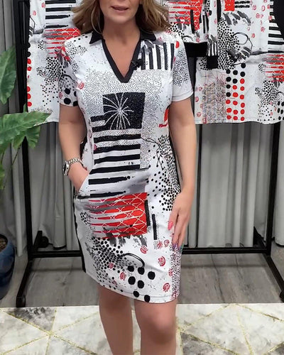 Kleid V-Ausschnitt Pendler-Mode