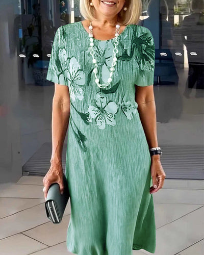 Kleid mit Rundhalsausschnitt kurzarm bedruckt