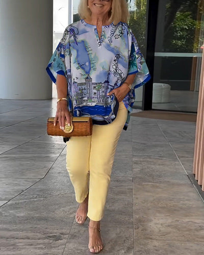 Bluse Fledermausärmel Druck