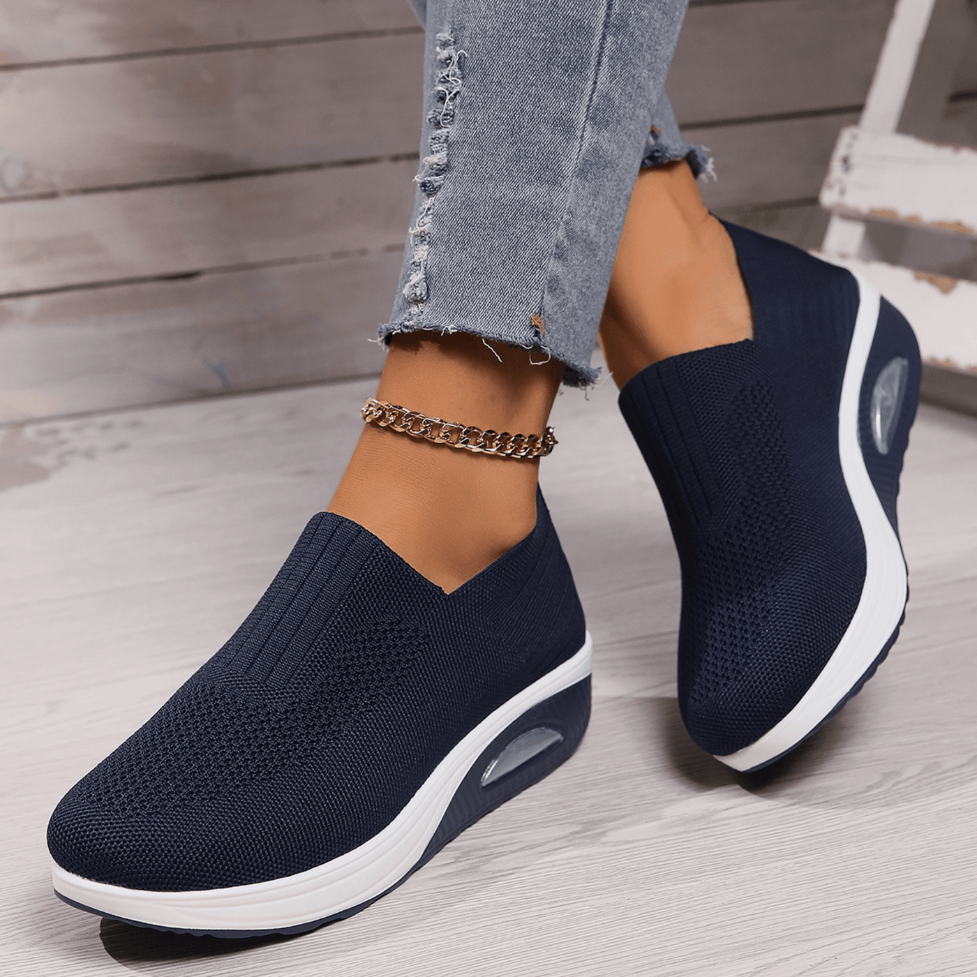 Damen Slip-On Mesh Turnschuhe für Alle Jahreszeiten