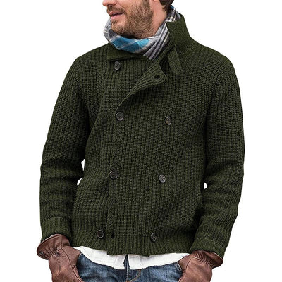 Einfarbige Strickjacke mit Knopfleiste für Männer