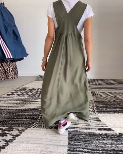 Heidi-Mode | Kleid Lässig Einfarbig Hosenträger