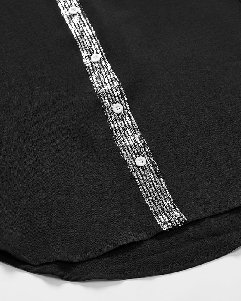 Ada | Legere Bluse mit Paillettenknöpfen