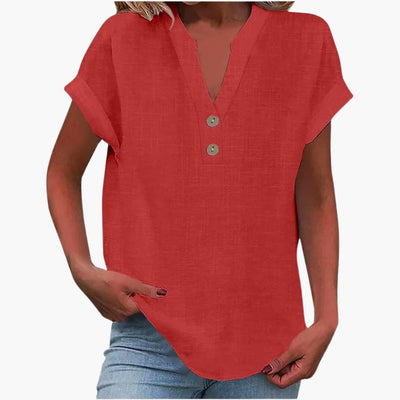 Damen Bluse mit V-Ausschnitt und kurzen Ärmeln