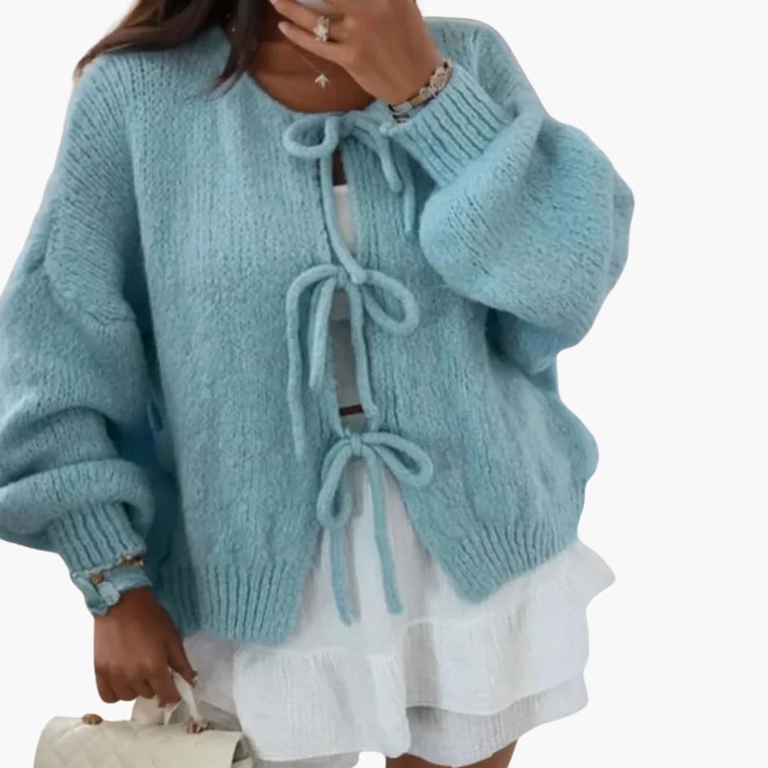 Strickjacke mit Schleifenverschluss für Damen