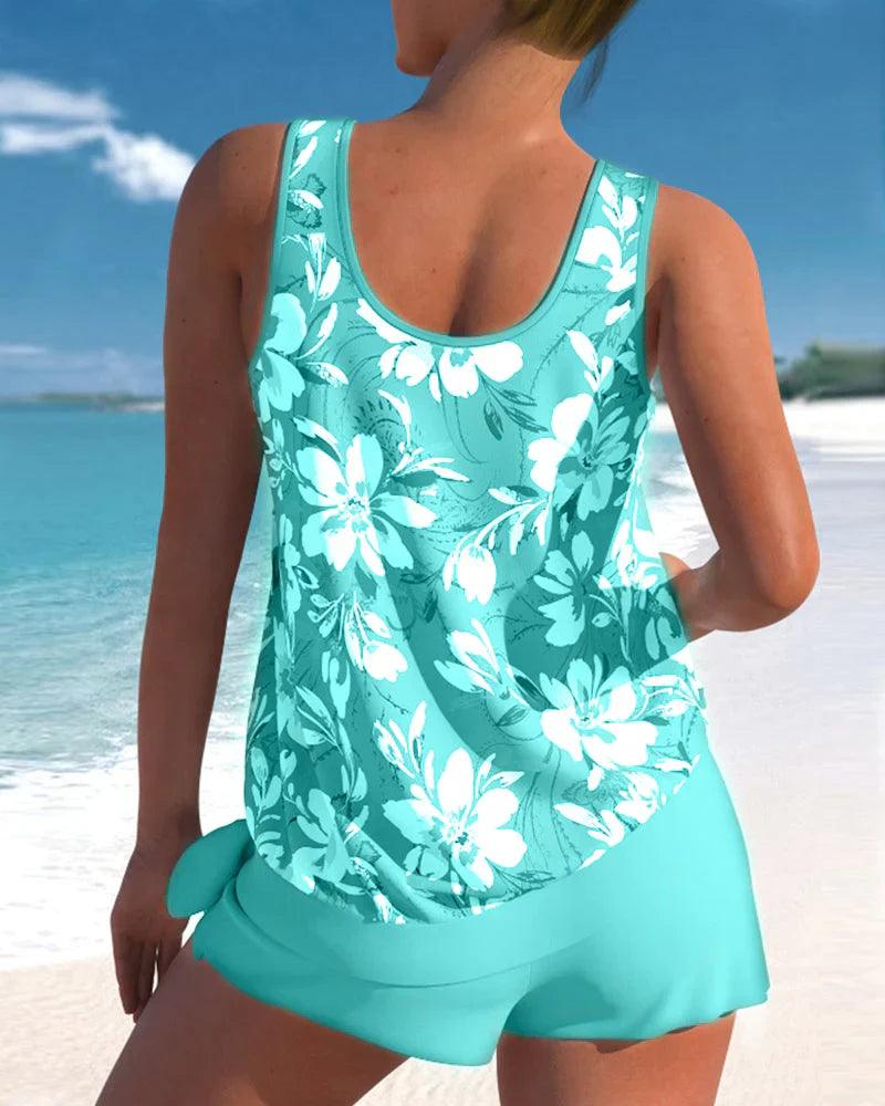 Blumen Tankini Zweiteiliges Set für Damen