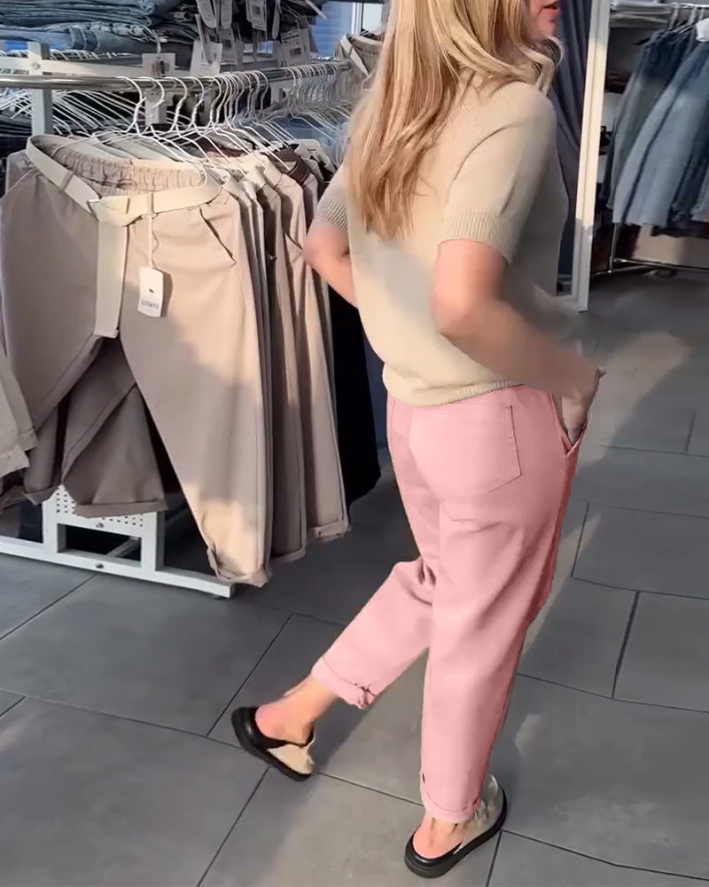 Hose einfarbig lässig gerade