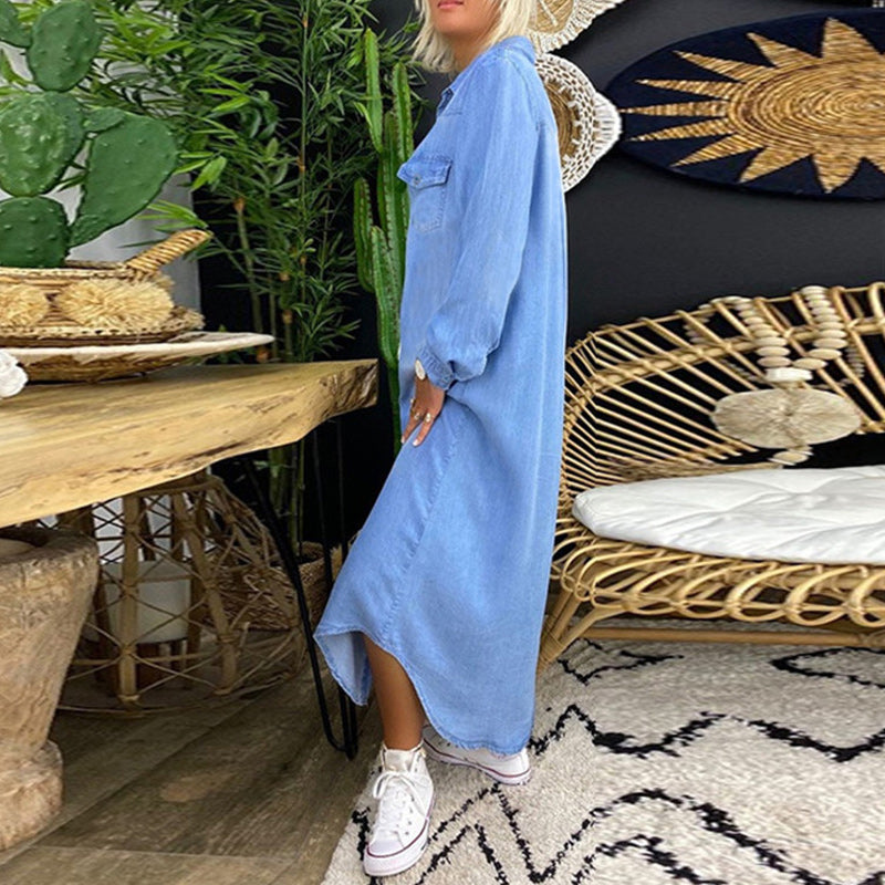 Yara | Langärmliges Maxikleid aus Jeans