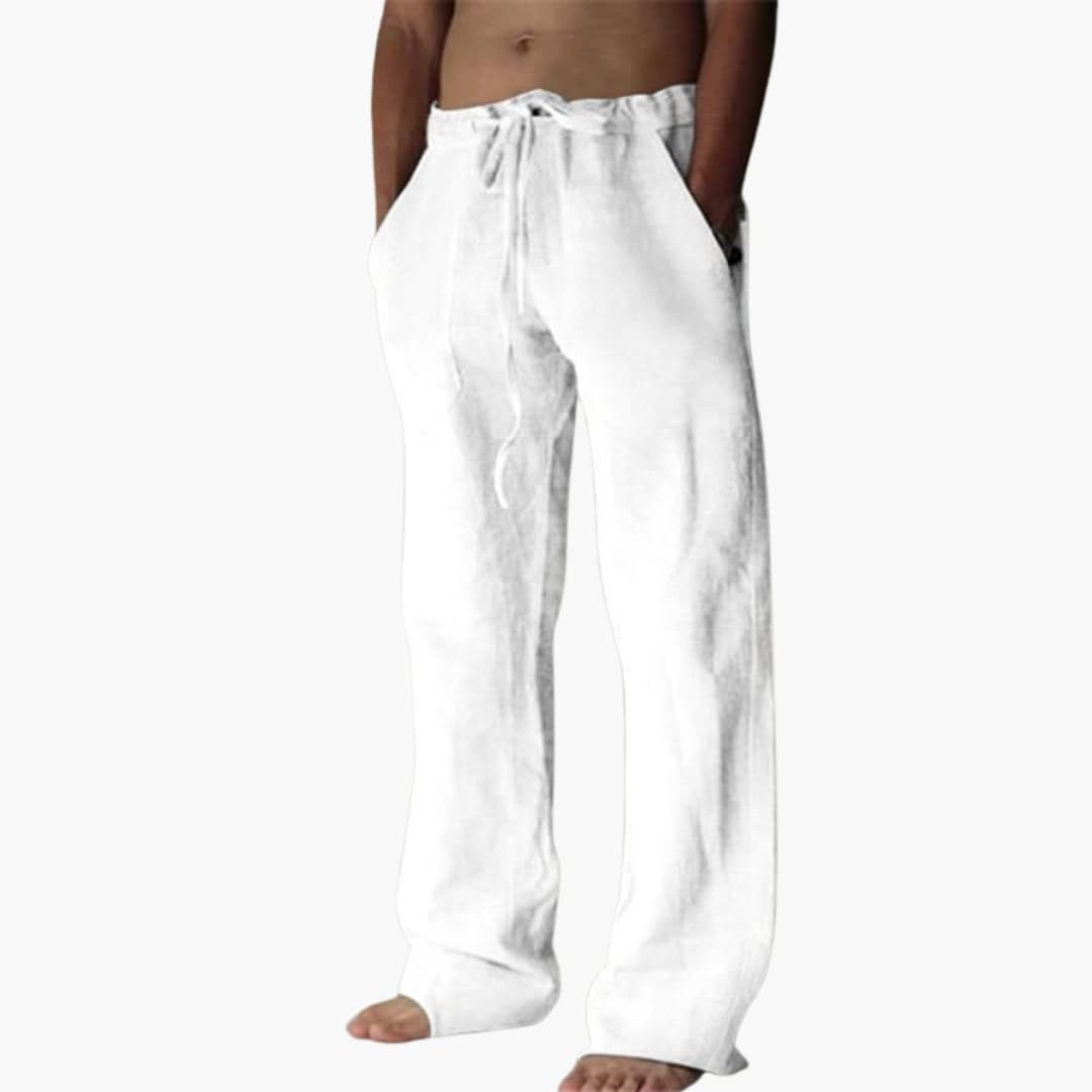Herren Freizeithose aus Leinen mit Kordelzug für Sommer