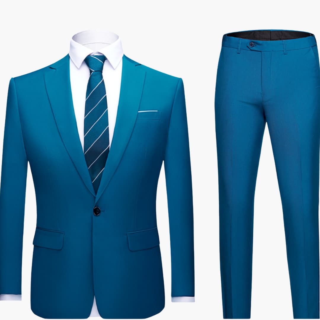 Herren Zweiteiler Anzug mit Blazer und flacher Front Hose