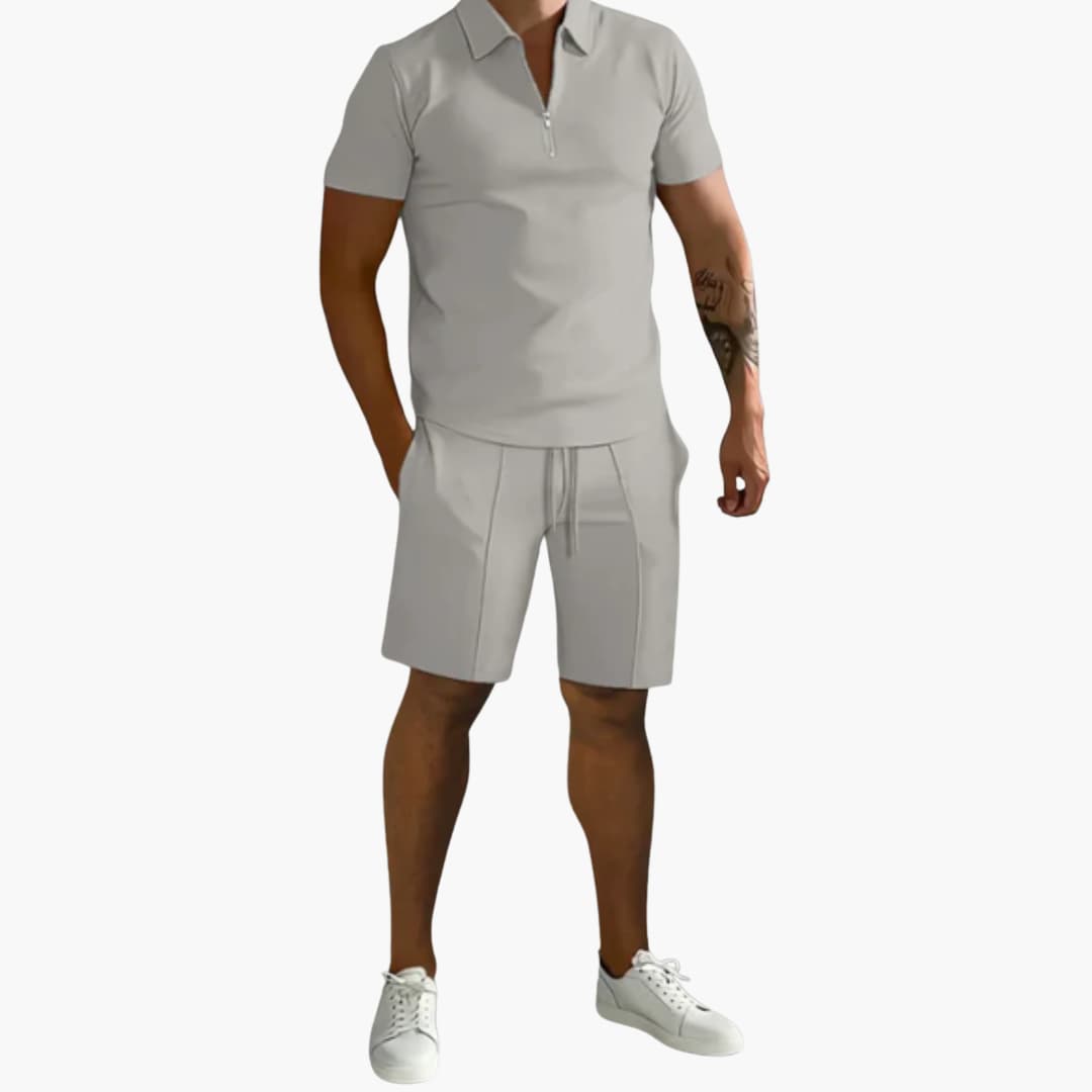 Herren Sommer-Zweiteiler mit Half-Zip-Shirt und Shorts