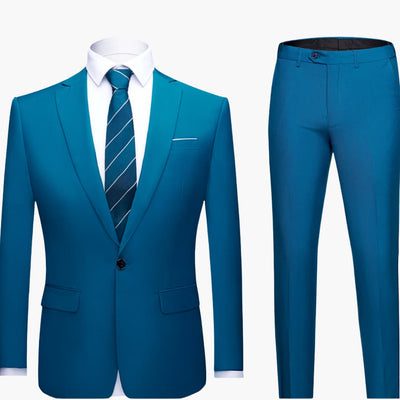 Herren Zweiteiler Anzug mit Blazer und flacher Front Hose