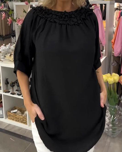 Bluse Kurzärmlig Blumenmuster Weit