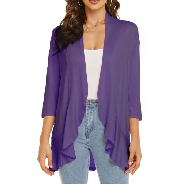 SEVDA - LEICHTER CARDIGAN MIT DREIVIERTELÄRMELN