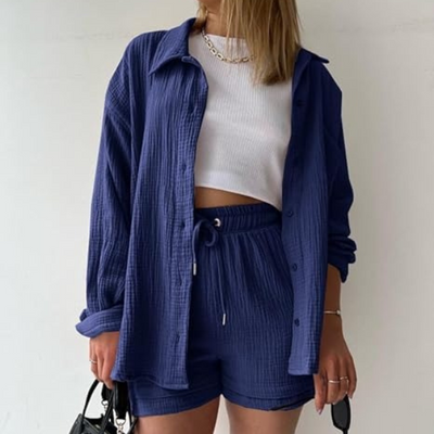 AGATHE - WEITES SHIRT UND SHORTS SET