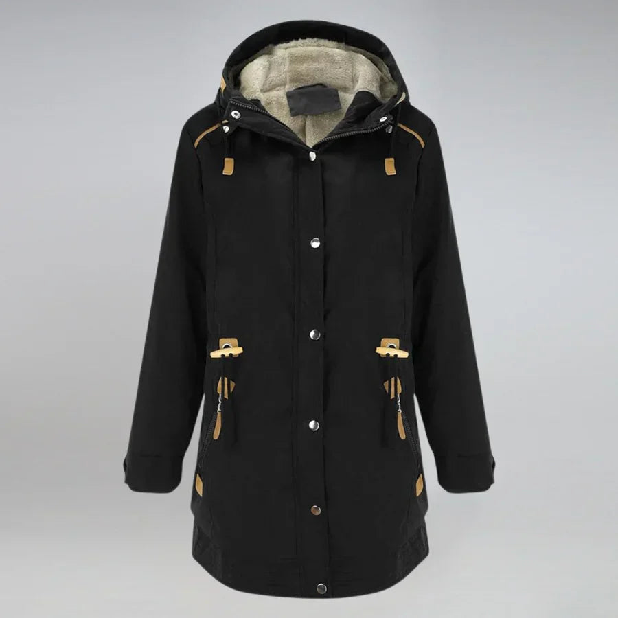 Lange Fluffige Parka-Winterjacke für Frauen