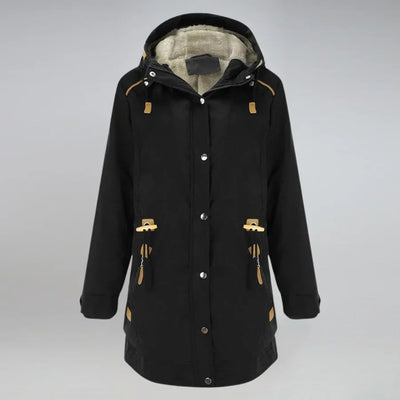 Lange Fluffige Parka-Winterjacke für Frauen
