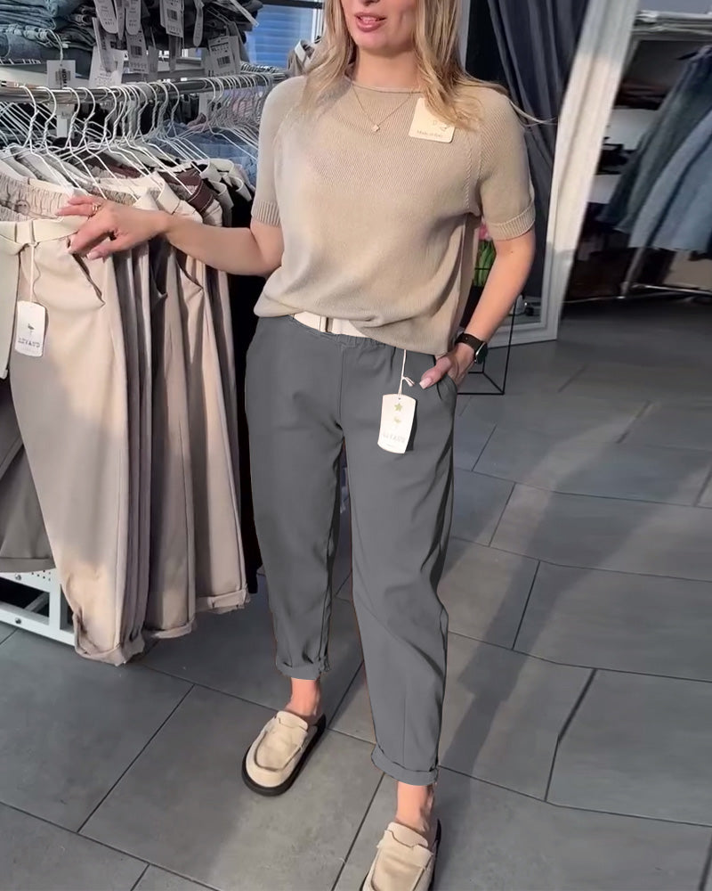 Hose einfarbig lässig gerade