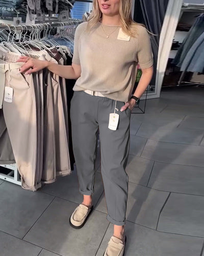 Hose einfarbig lässig gerade